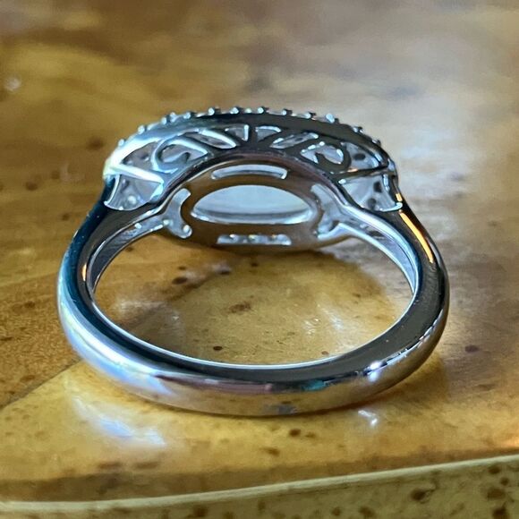 Natural Rainbow Moonstone Sterling Silver Ring Size 5.75 - Picture 5 of 9